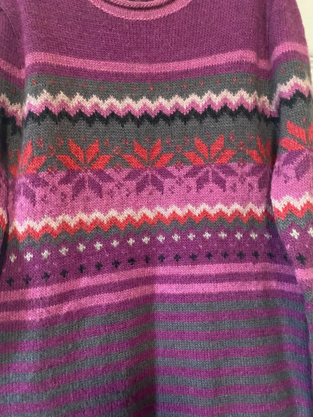 Deux par Deux Girls Fair Isle Knit Long Sleeve Sweater Dress Wool Blend 7